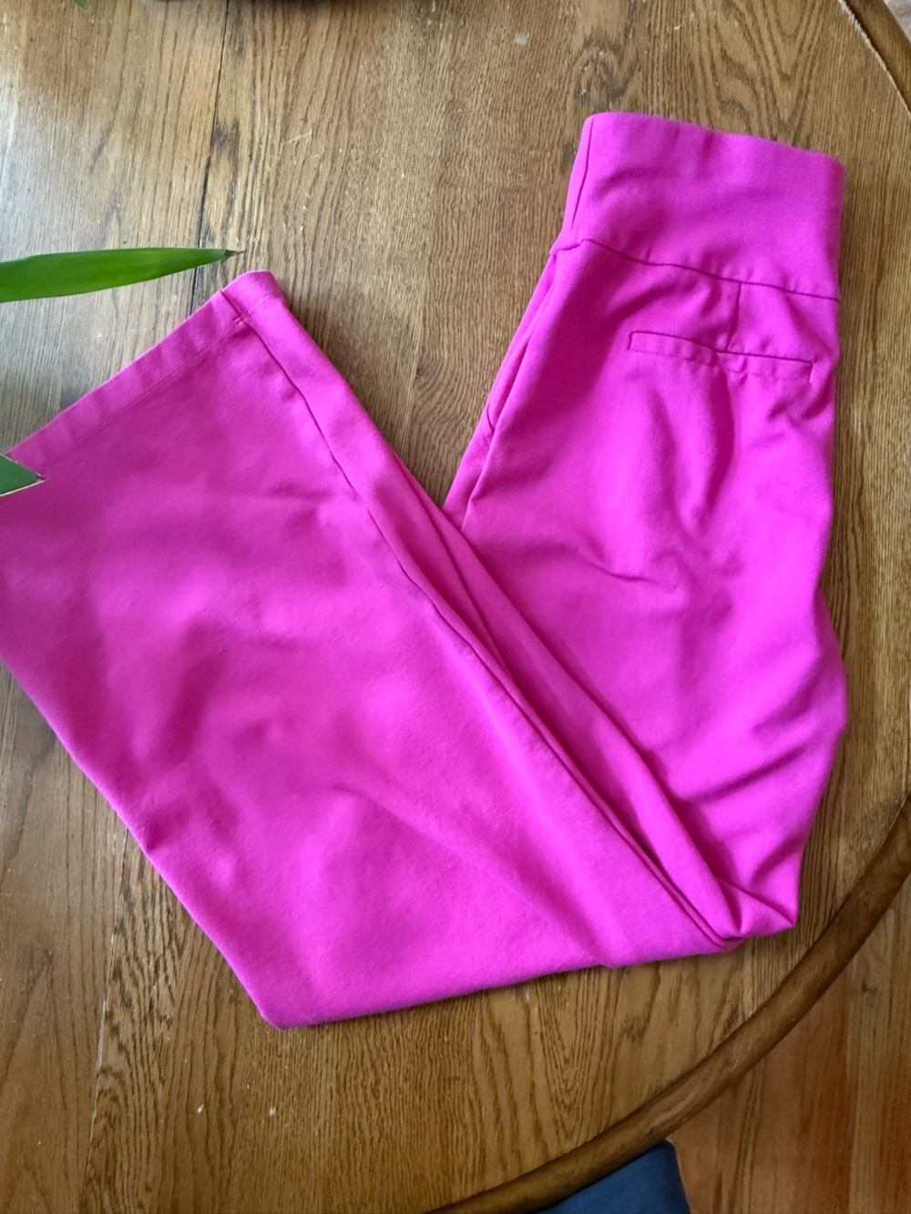 Wide Leg High-Waist Pants in Hot Pink